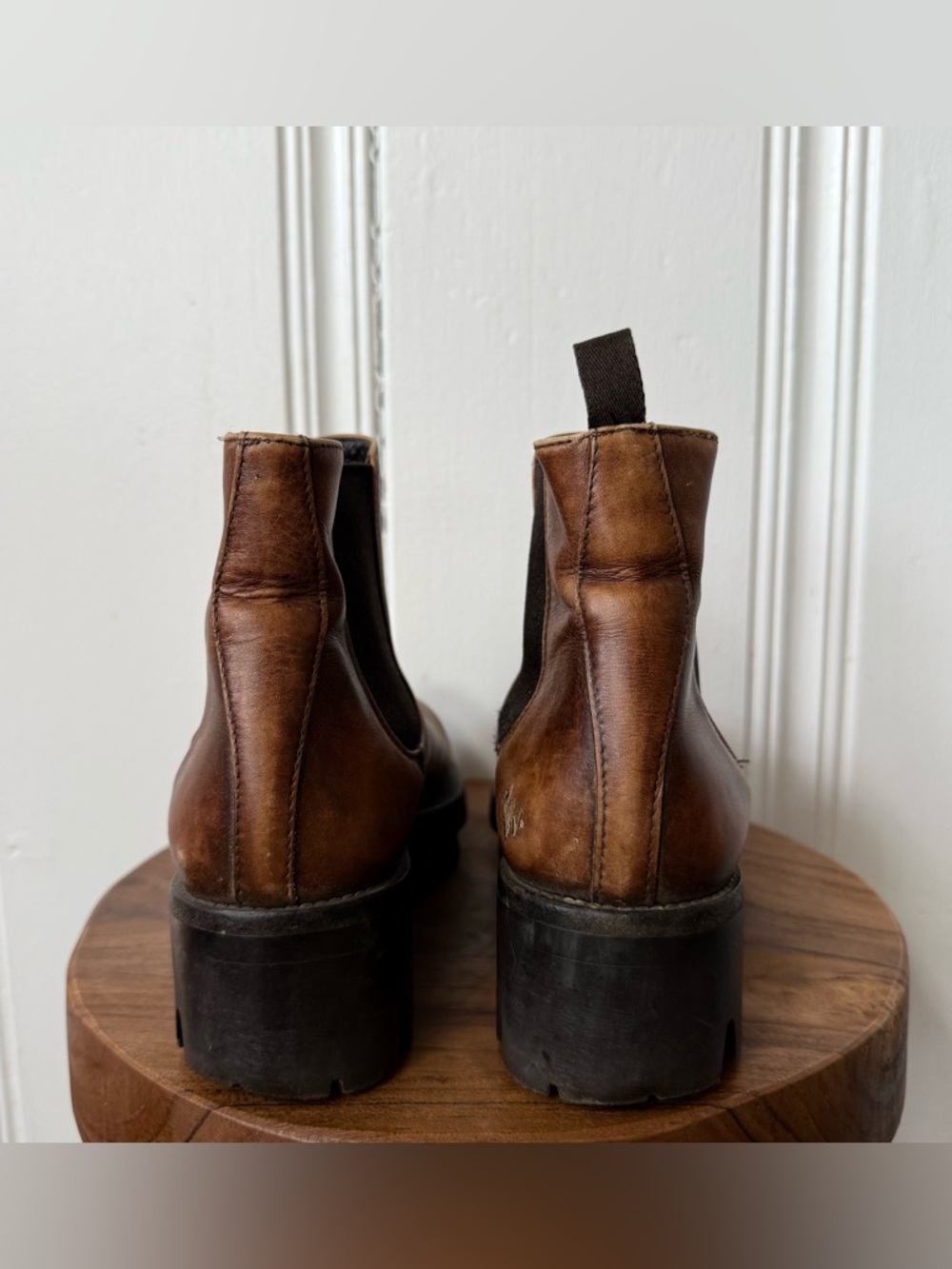 Prada Monolith Brown Leather Chunky Platform Chelsea Boots size 37 - Picture 4 of 10
